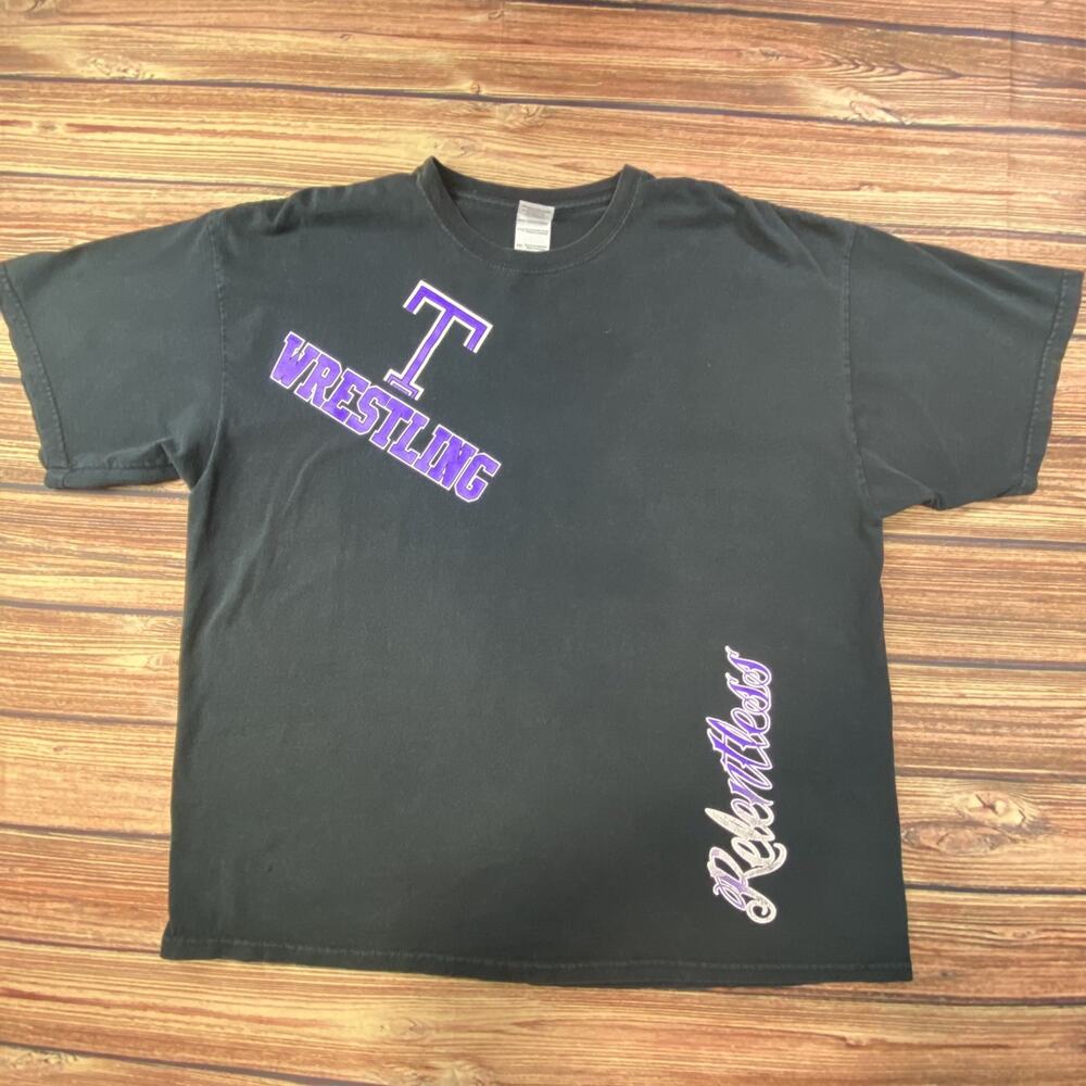 Men’s T Wrestling Graphic Print T-Shirt Black 2XL Relentless Never Walk Alone